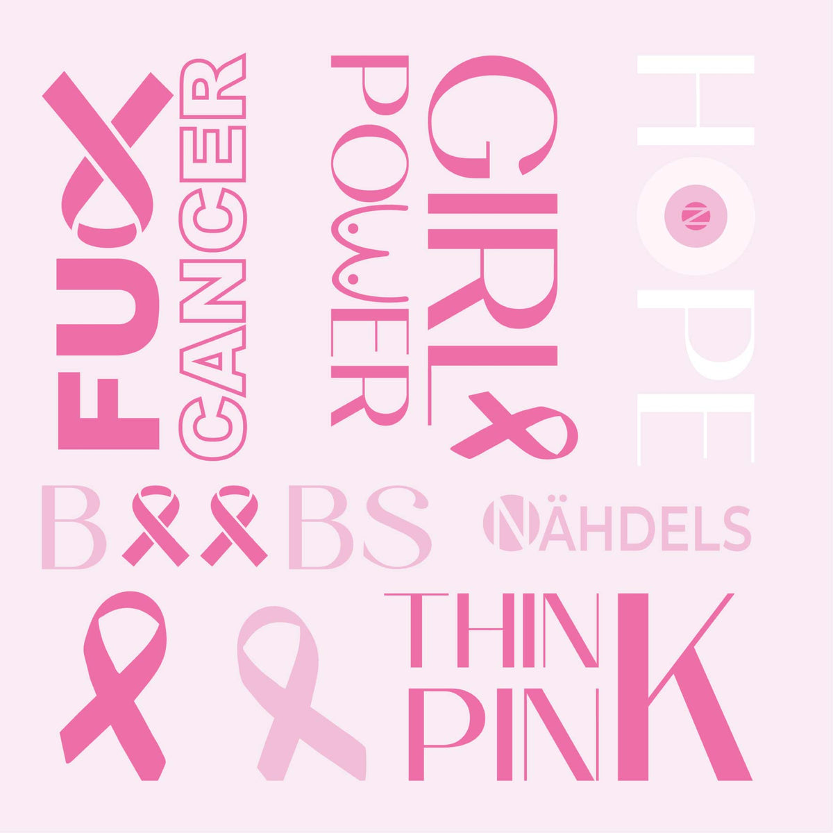 Bügelbild Paneel Pink Ribbon