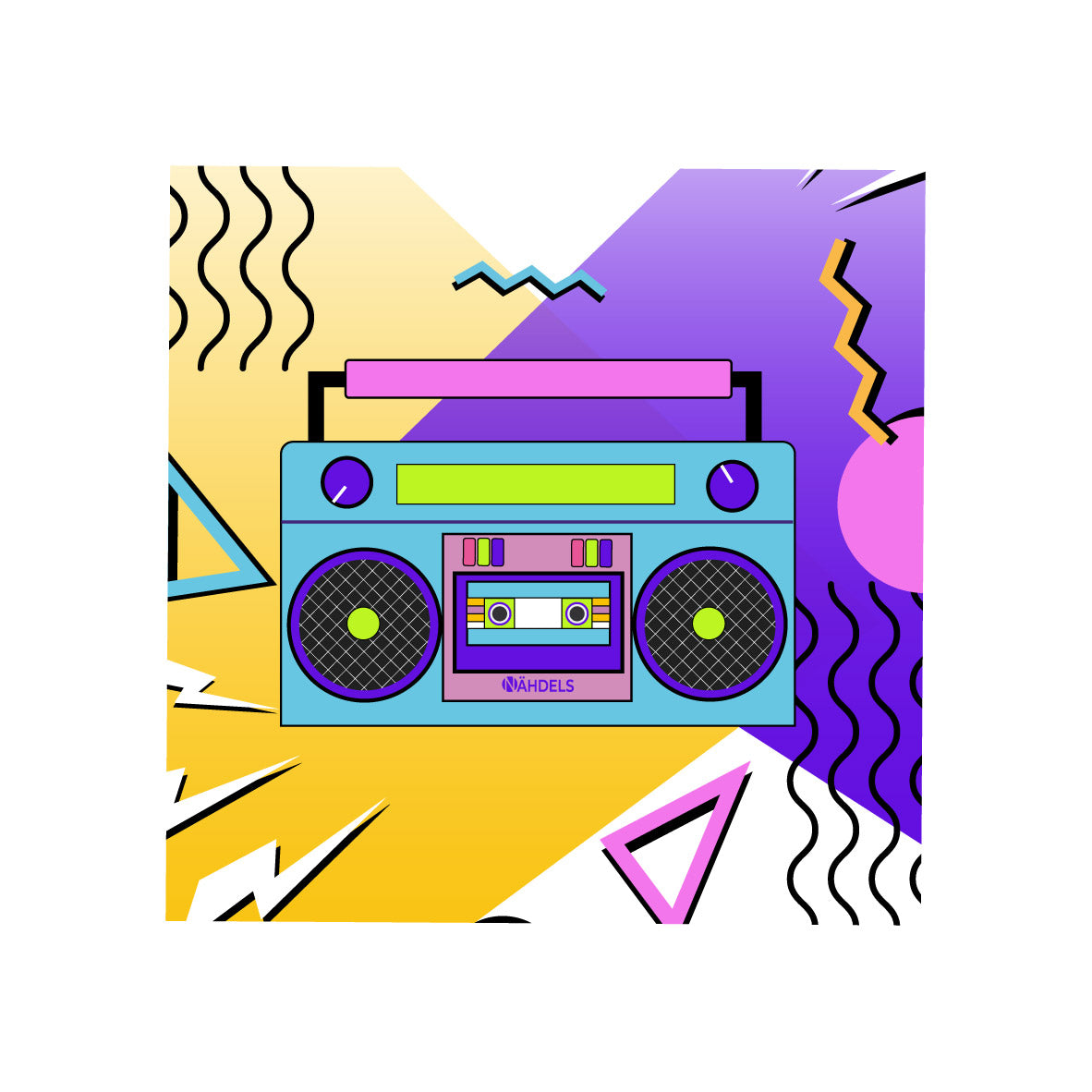 Bügelbild Retro Kassettenrecorder