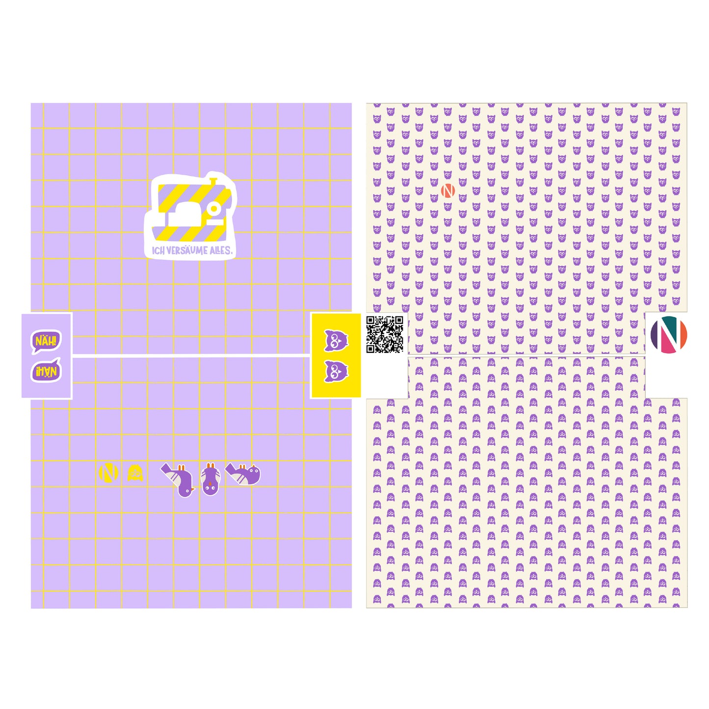 DIY Eule Kosmetiktaschen-Nähset Grid